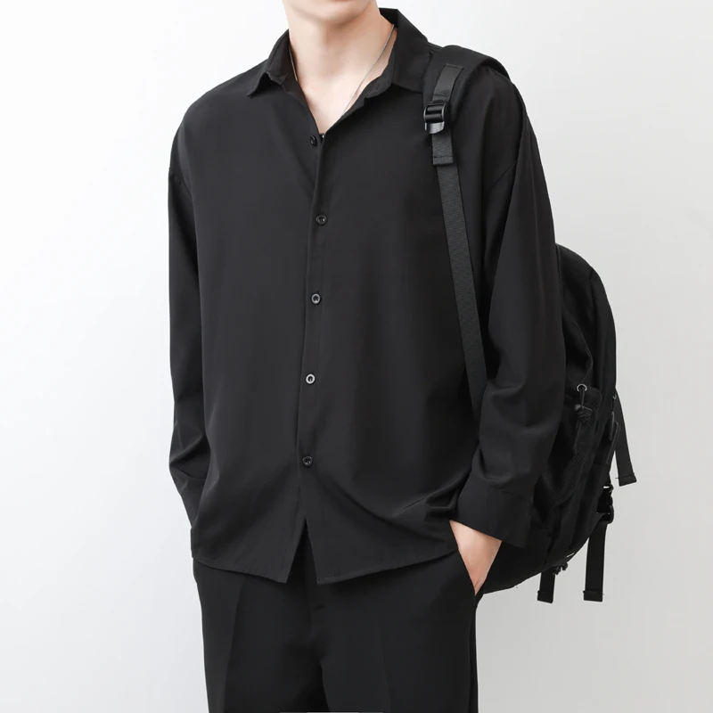 

Мужская рубашка премиум-класса, тонкая, длинная, свободного кроя, повседневная, белая, на пуговицах, не требующая глажки, для молодежи, на все сезоны