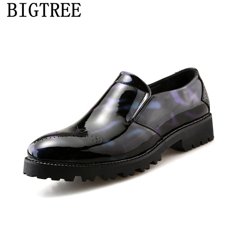 Patent Leather Shoes For Men Coiffeur Brogue Shoes Men Formal Elegant Shoes Men Dress Luxury Italian Brand Chaussure Homme Bona