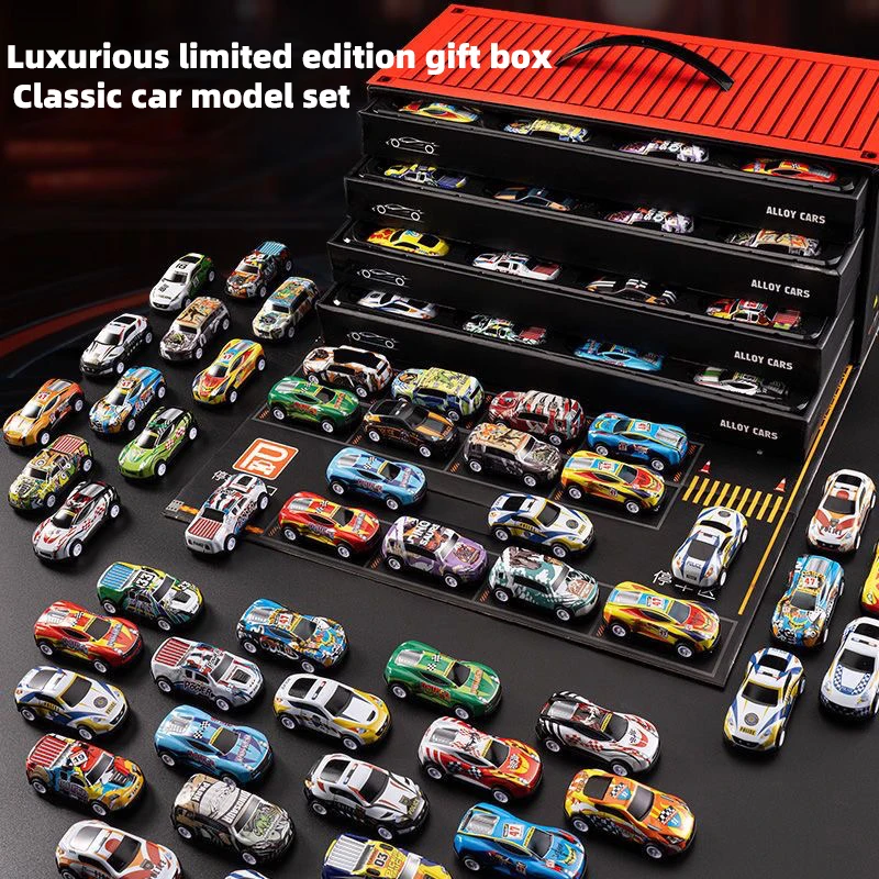 Geschenkbox-Version: 48-teiliges Legierungsauto-Set, Kinderspielzeugauto, Blechauto, Rennmodell, Klassisches Automodell, Weihnachtsgeschenk – Detail 5