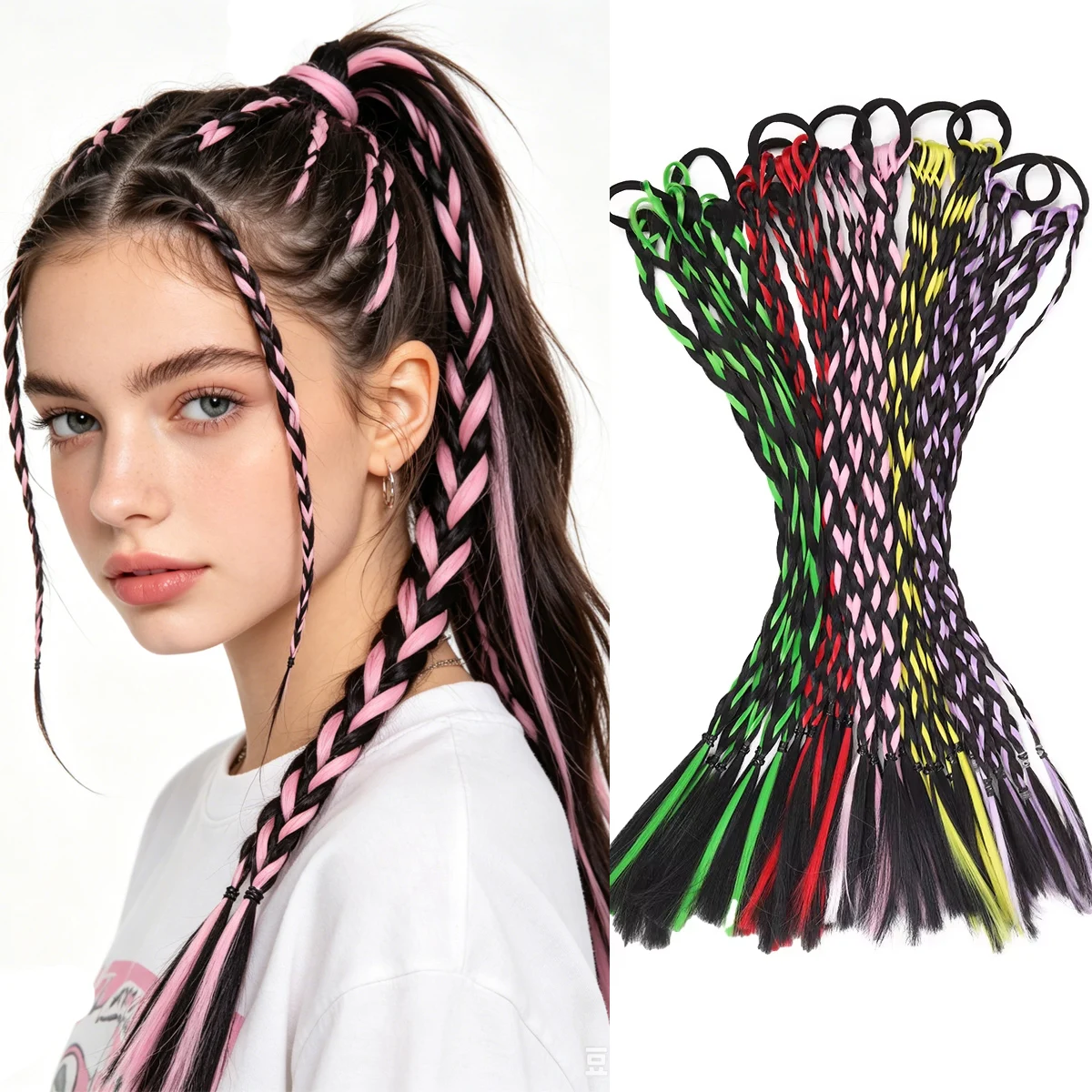 Synthetic twist braids wig women's heat-resistant braided braids ponytail hair extension wig color braids
