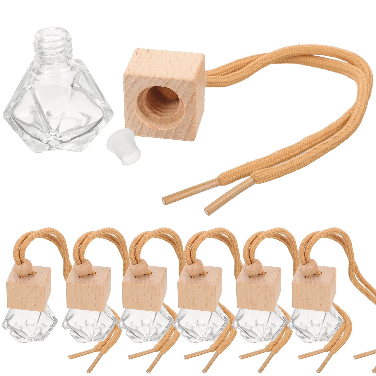 

10Pcs Car Perfume Bottle Pendant Transparent Glass Diffuser Bottles Refillable Essential Oil Aroma Diffusers Decoration