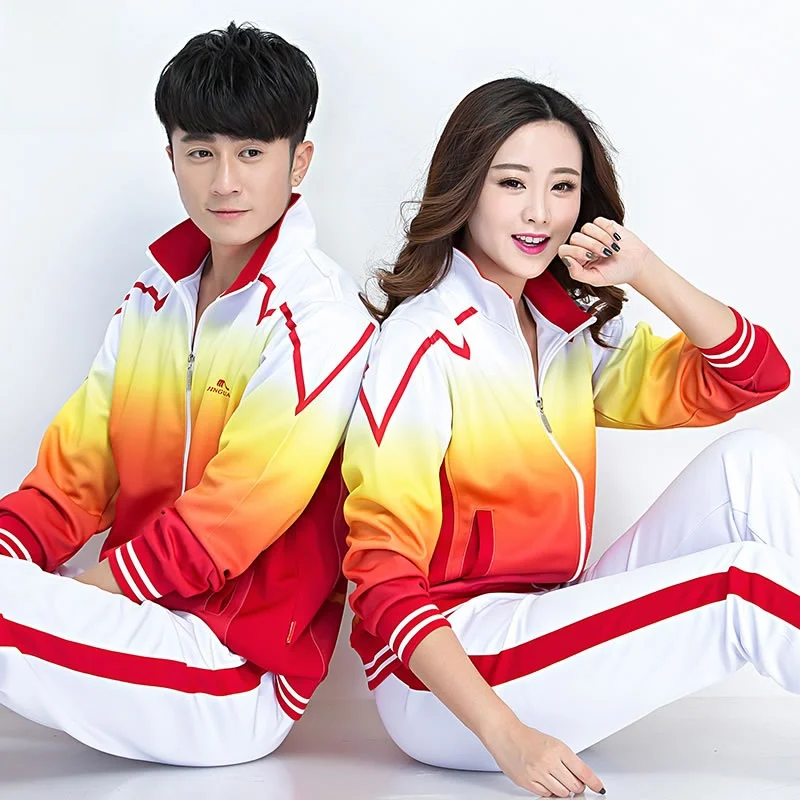 

JinGuan South Korea Silk Spring Autumn Long Sve Sports Suit Set Large Size ex Fitn Square Dance up Wear