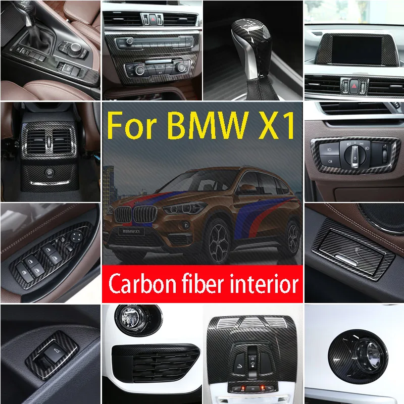 ABS Carbon fiber Car Interior Central Control Decoration Cover Frame Moldings Trim For BMW X1 X2 F47 F48 2016-22 Car Accessories