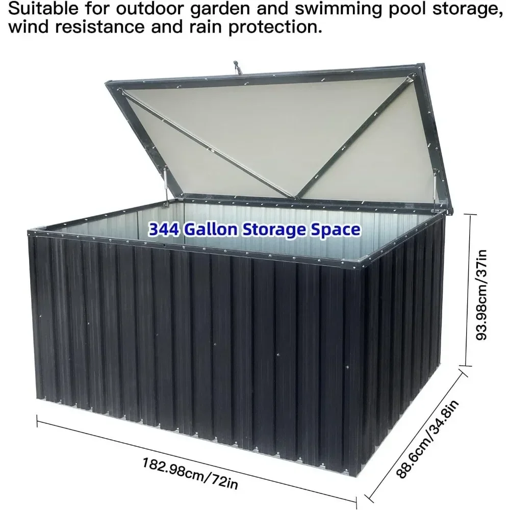 Outdoor Storage Box, 344 Gallon Metal Deck Boxes Outdoor Waterproof for Patio Storage, Extra Large Pool Storage