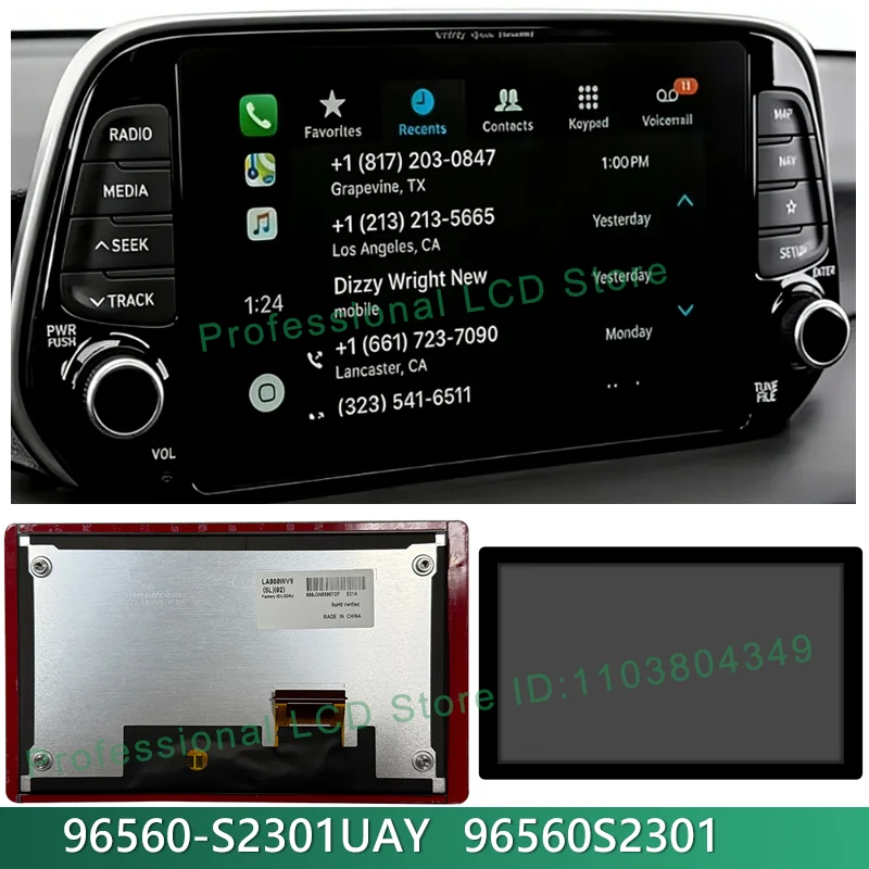 

LA080WV9-SL02 LCD With Touch Screen For Hyundai Santa FE 2019-2020 Navigation LA080WV9 SL08 SL06 96560-S2301UAY 96560S2301
