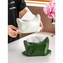 Cream Pillow Tissue Box Household High-end Ceramic Tissue Box Living Room Desktop Decoration Hotel Coffee Table Ornaments