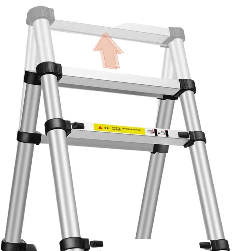 1.4+1.4M Aluminum Folding Ladder Telescopic Scaffold Steps Retractable Multi-Purpose Ladder for Household Use view 2