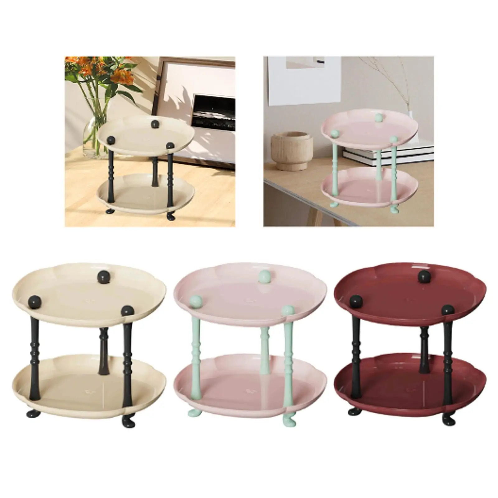Vanity Organizer Trinket Wallet Watch 2 Tier Valet Tray Countertop Rack Shelf for Farmhouse Cosmetic Bedside Hallway NightStand
