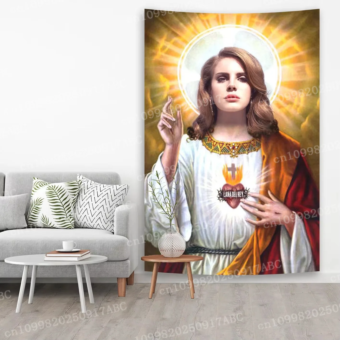 نسيج لانا ديل ري أو نسيج العلم مطبوع في الهواء الطلق للديكور نسيج مغني البوب الأمريكي الجدار الديكور نسيج المنزل