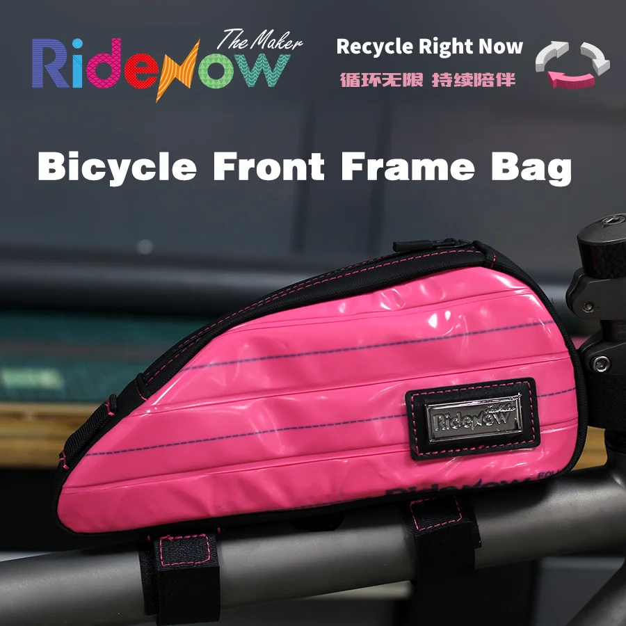 

RideNowRecycled-materials Bike Top tube Bag Ultralight Front Tube Frame Triangle Bag Waterproof portable cycling storage bag