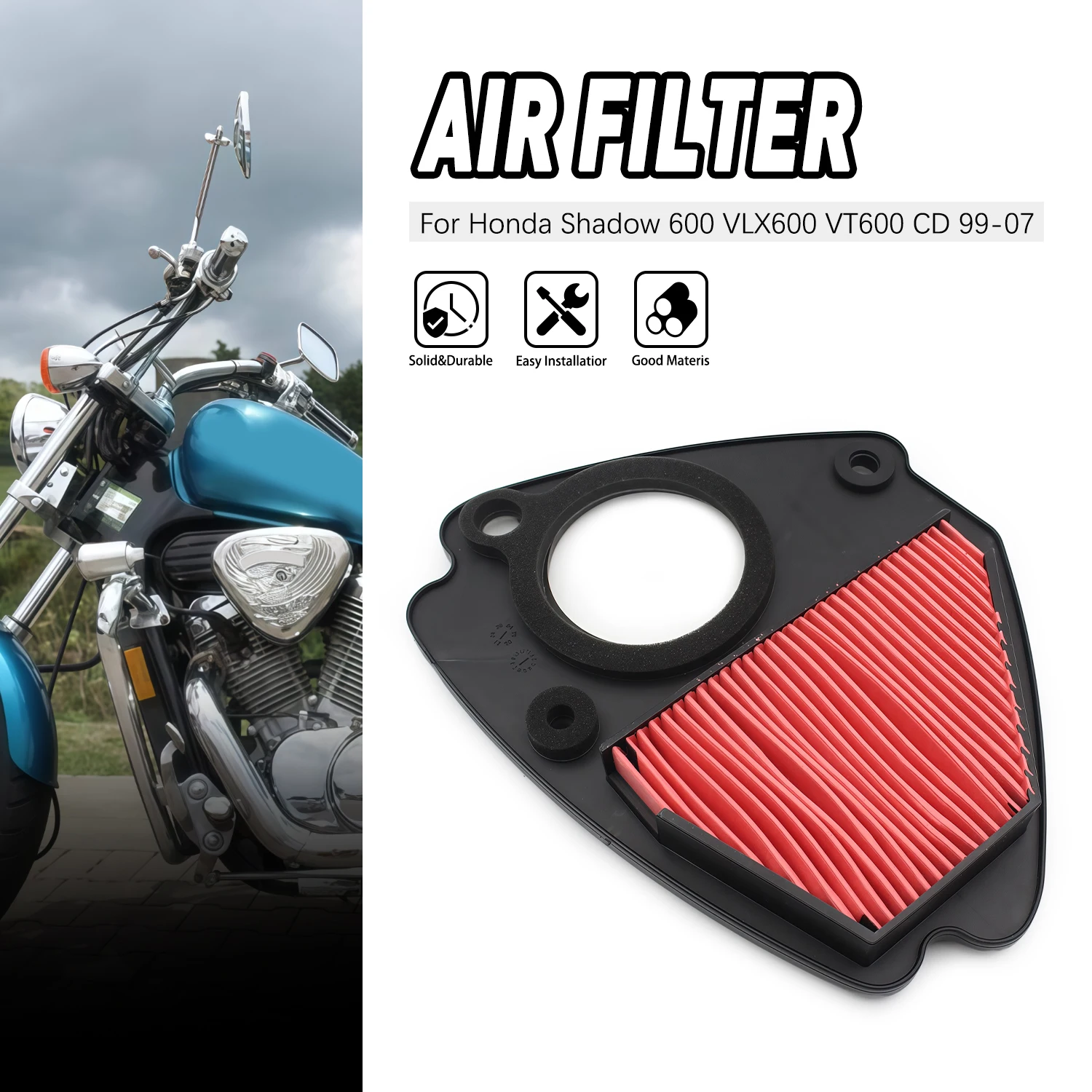 

Replacement Motorcycle Accessories Air Filter Element Good Quality For Honda Shadow VLX 600 VT600C VT600CD Deluxe 1999-2007