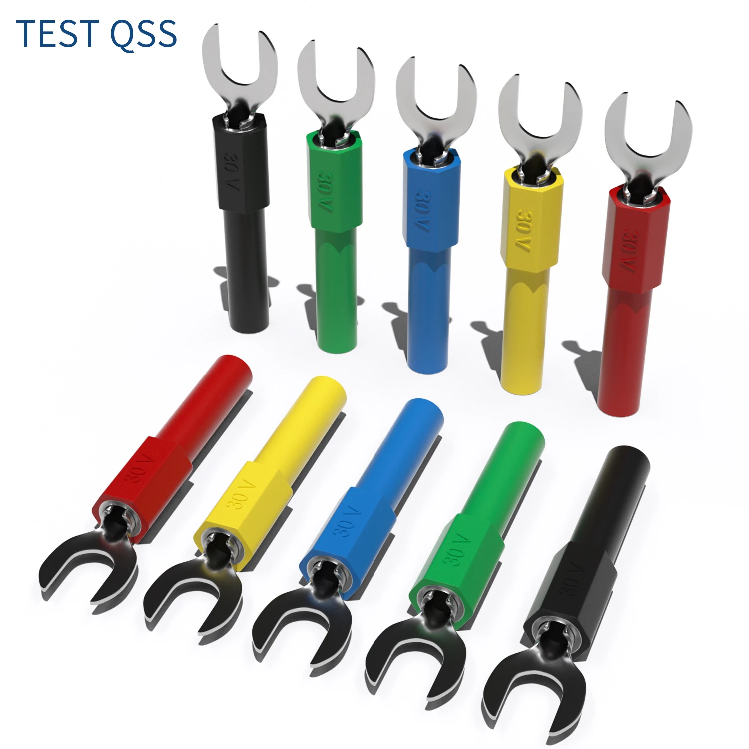 

QSS 10PCS 4MM Insulated Fork Spade U-Type Wire Connector Electrical Crimp Terminal Y Spade Plug Copper Banana Socket 4mm