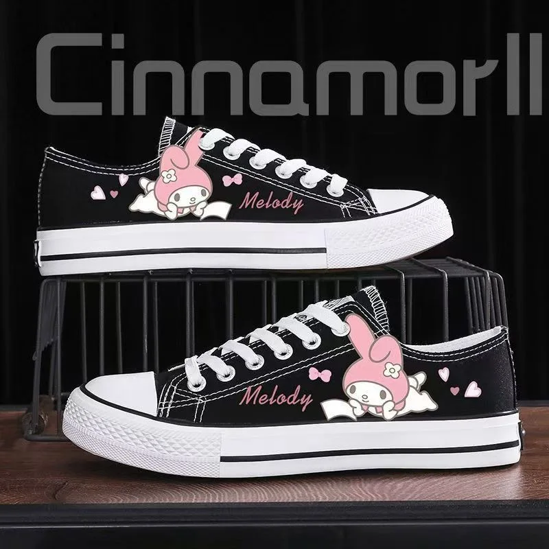 

Sanrio Melody Kuromi Cartoon Female Student Casual Low Top Canvas Shoes Cute Lolita Skate Shoes Versatile Couple's Sneakers