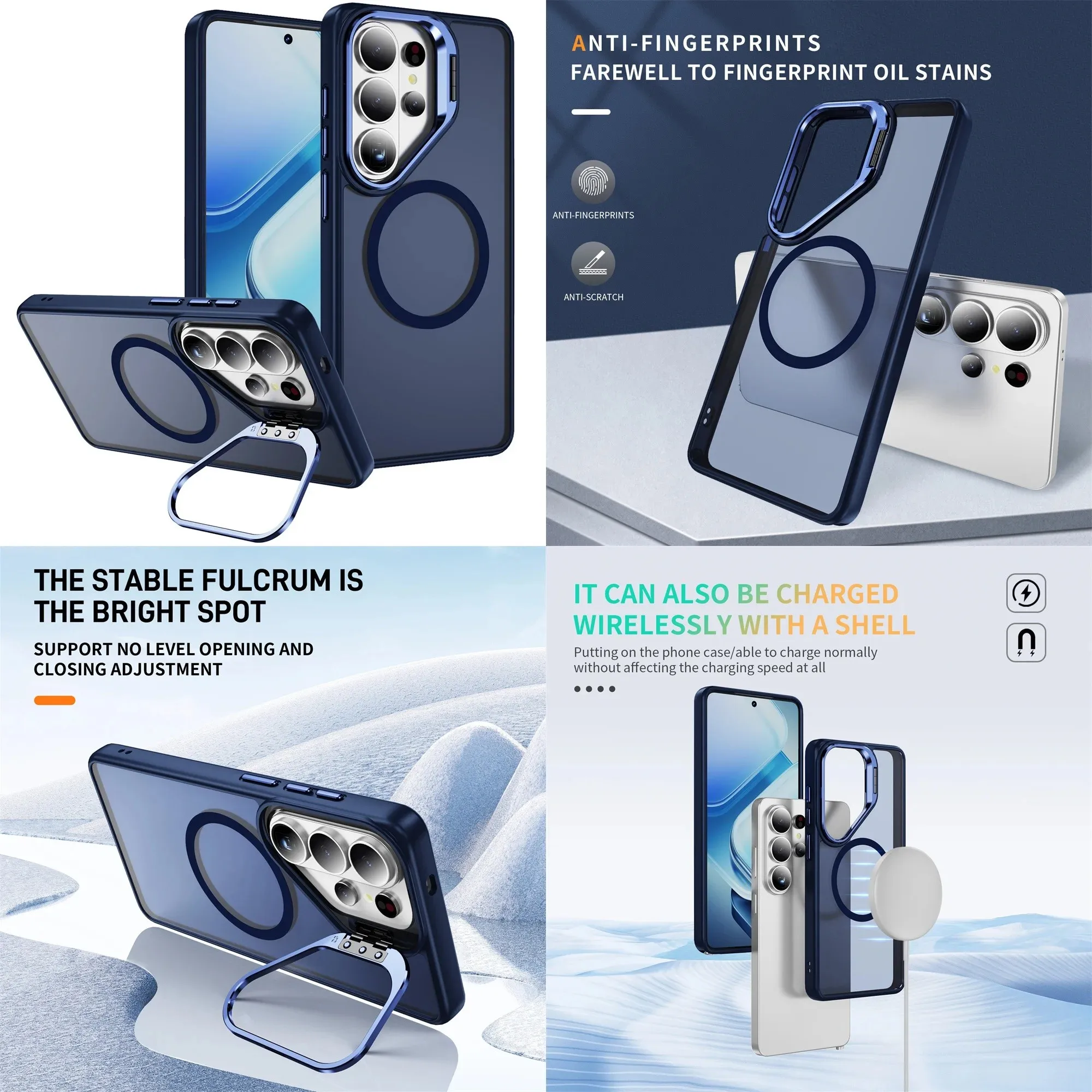 Invisible Lens Holder For Magsafe Translucent Phone Case For Samsung S26 S25 Edge FE S24 Ultra Plus Wireless Charge Matte Cover