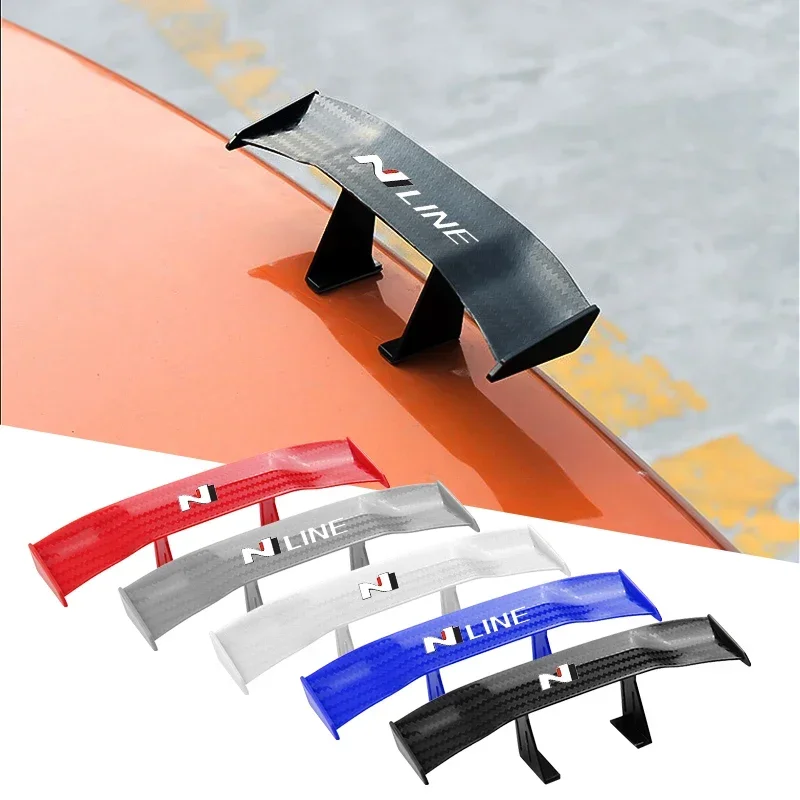 Carbon Look Car Rear Spoiler Mini Wings Small Model Decoration Accessories For N N LINE Elantra I30 I20 Veloster Fastback NX4