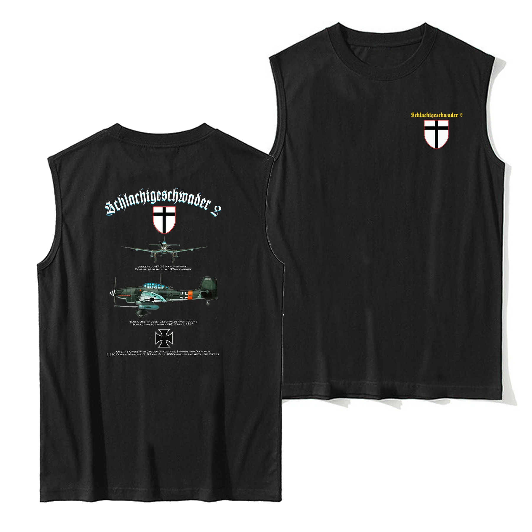 WWII Luftwaffe SG 2 Dive-bomber Wing Ju-87 Stuka Vests 100% Cotton O-Neck Tanktop Summer Casual Mens Sleeveless T-shirt