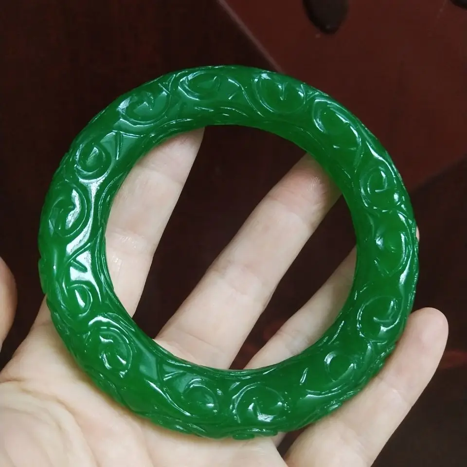 Pulsera de jade verde natural de la serie Boutique Ice Glutinous Seed, pulsera de jade esmeralda sin incrustaciones para mujer