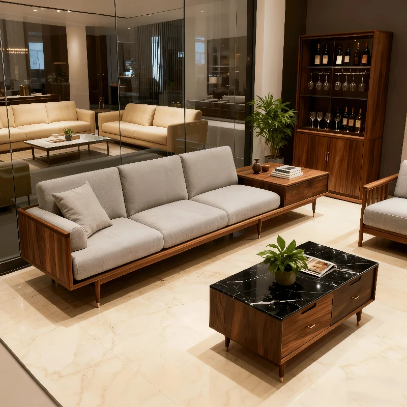 

New Chinese classic light luxury solid wood sofa living room furniture high-end customization