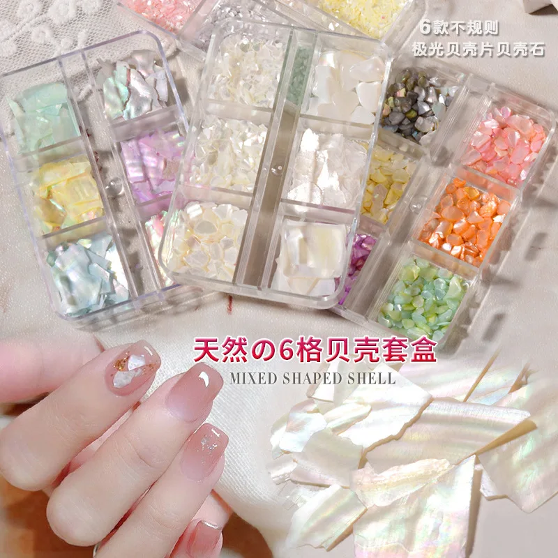 

1 Box Irregular Mica Slice Abalone Shell Flake Nail Art Sequin Fragments Aurora Abalone Slices Fashion Manicure Accessorie Decor