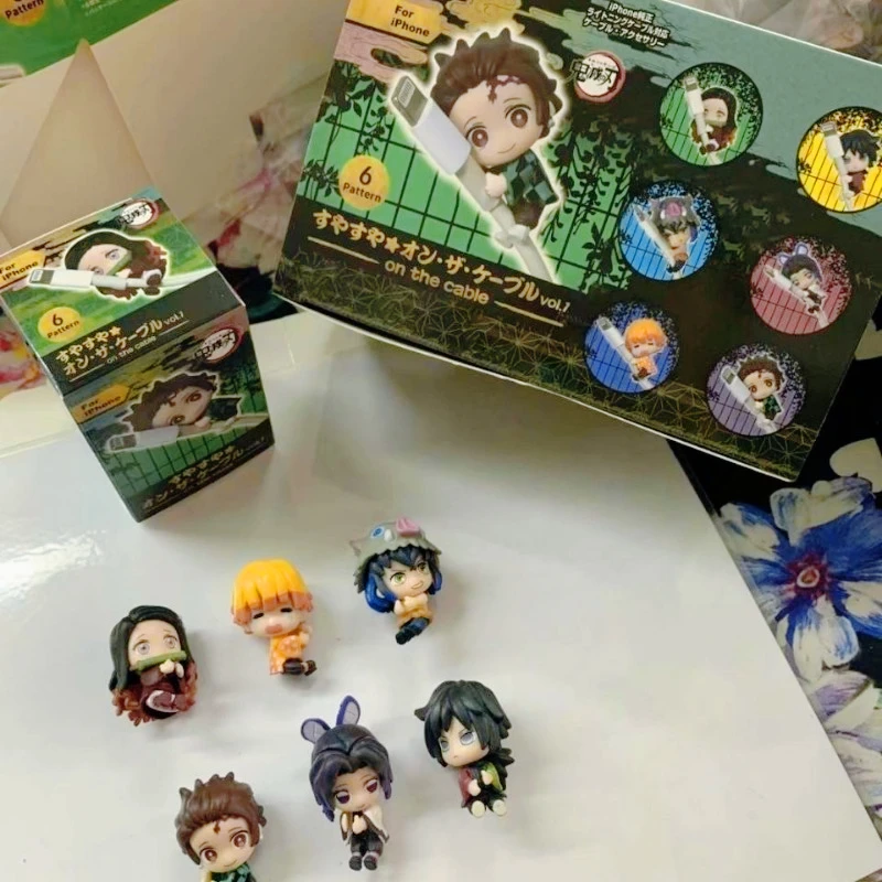 

Anime Figure Demon Slayer Kamado Tanjirou Kamado Nezuko Agatsuma Zenitsu Blind Box Toy Data Cable Protective Cover Doll Gifts