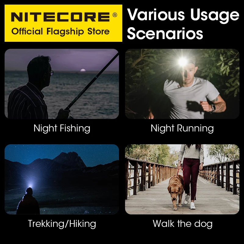 NITECORE NU11 Sensor de movimiento IR inteligente, luz de tapa con Clip, ángulo ajustable de 90 °, batería integrada para pesca nocturna, senderismo