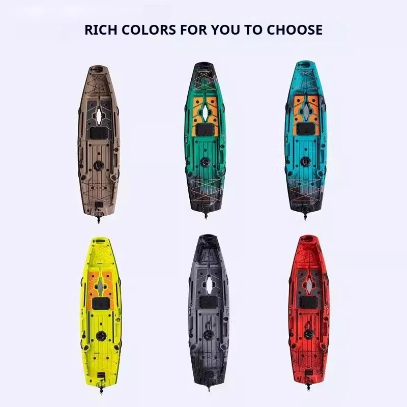 LLDPE Modular Kayak Canoe w/Pedal & Electric Drive, Fishing Boat Adjustable Seat Hard Shell Portable Roll-Molded Raft #5