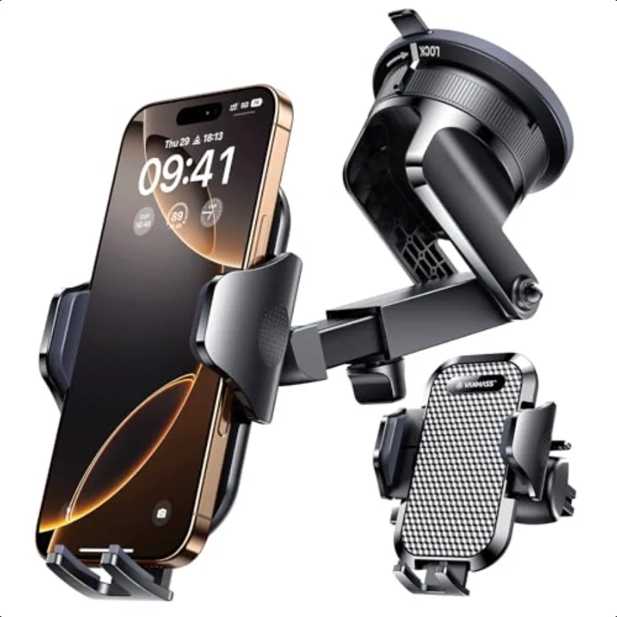 

[Pro Version] Универсальное автомобильное крепление для телефона [2025 er Suction Cup] Держатель телефона для автомобильного сотового телефона Автомобильное крепление для лобового стекла Dash Ven