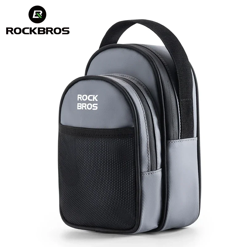 ROCKBROS Shoulder Bag Multi-functional 1.8L Front Bag PVC Mesh Fabric Front Bag Portable For Folding Bike Accessories