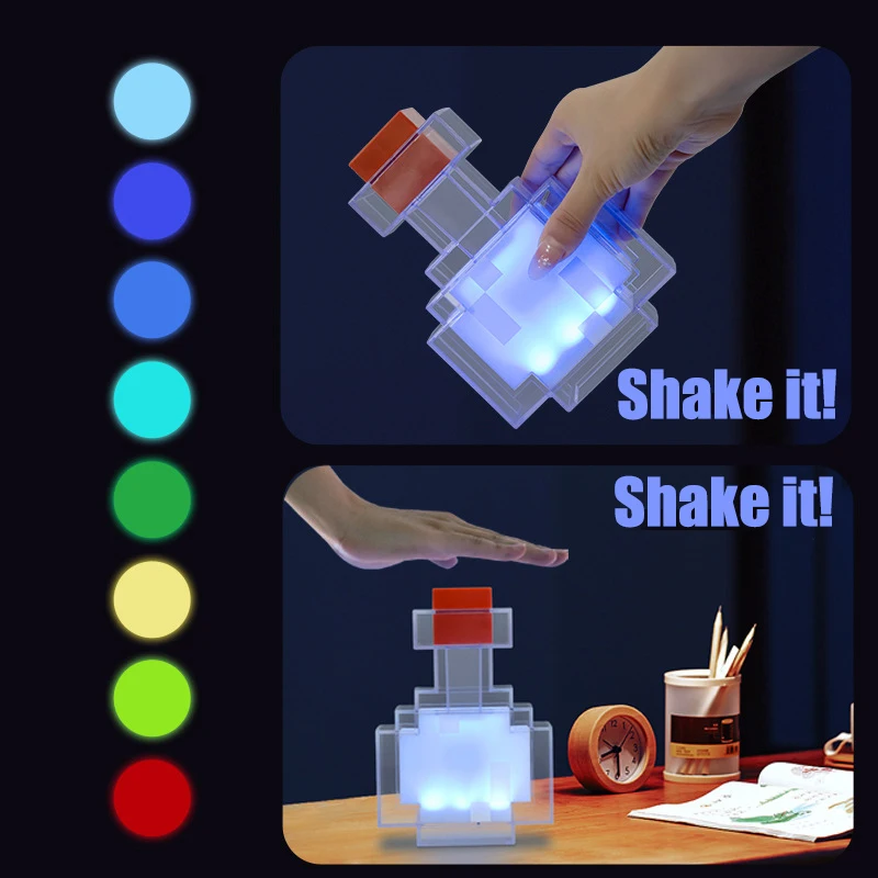 

8 kinds of color-changing potion bottle models of toys and gifts for the surroundings of my world, ambient night light ornaments