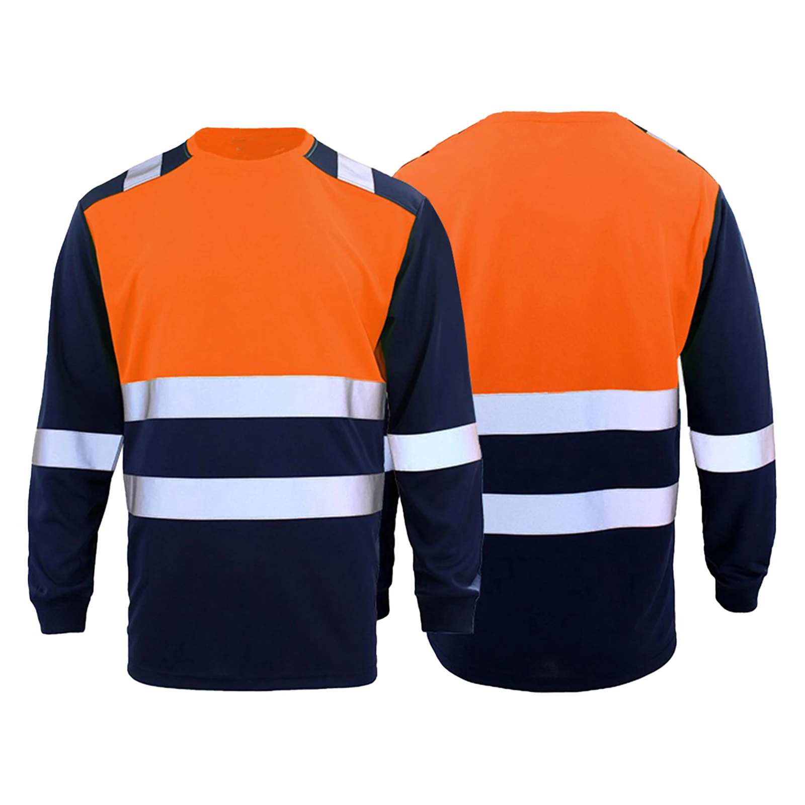 T-shirt à bandes réfléchissantes pour hommes, haute visibilité, manches longues, évacuant l'humidité, bloc de couleur, protection de sécurité, vêtements de travail