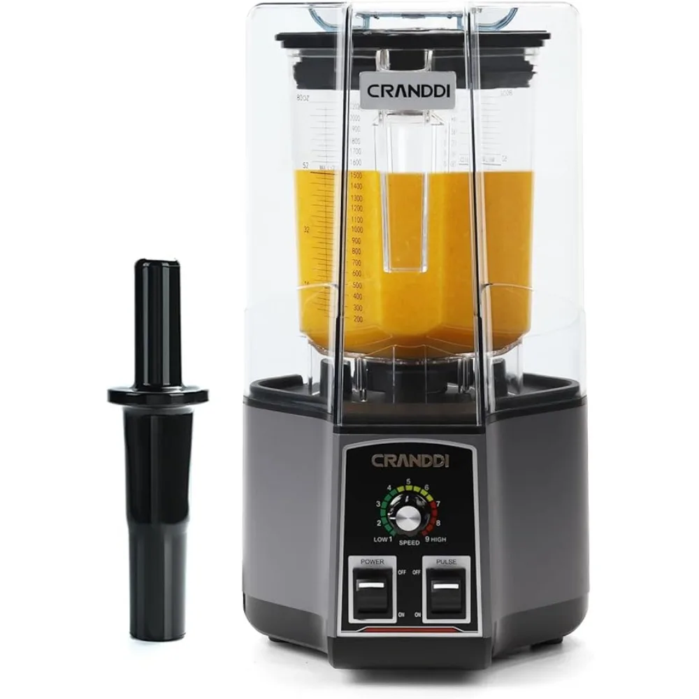 Cranddi Commerciële Blender, 80Oz Blender Voor Het Verpletteren Van Ijs, Hakken, Malen, Mengen, 1500W Blender Met Sabotage