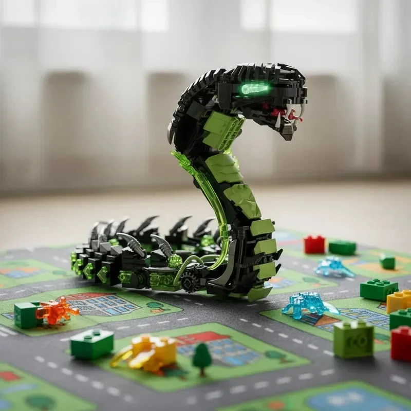 2025 Mechanical Snake Building Blocks Sets 689Pcs STEM Technological Cobra Animals Model Bricks Toys for Kids Childrens Toys MOC