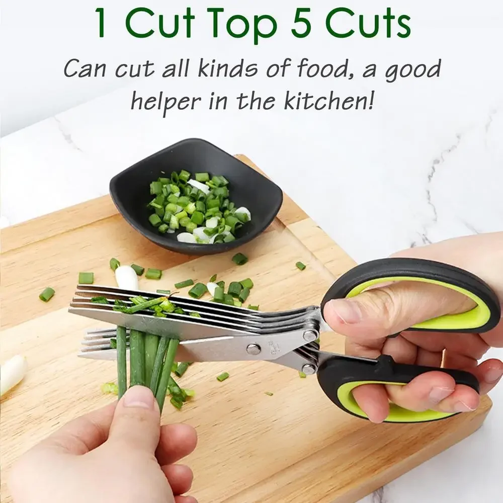 Multilayer Scissors Kitchen Scissors 5 Blades Stainless Steel Onion Cutter Seaweed Spice Herb Chives For Cutting Spices Cooking