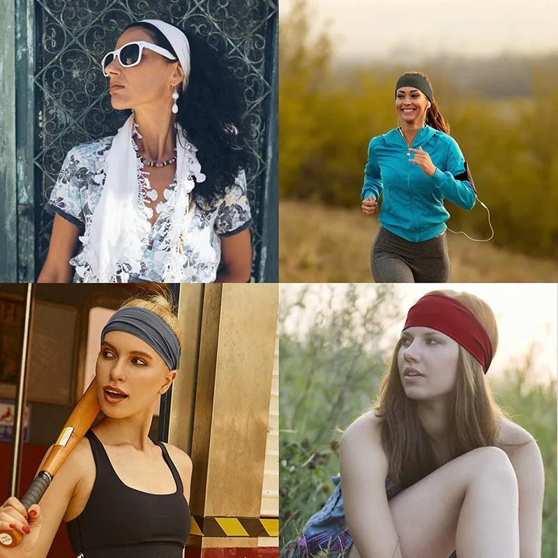 Fashion Solid Color Elastic Hair Bands Yoga Headband Women Turban Makeup Hair Hoop Vintag Headwrap Hair Accessories Wholesale
