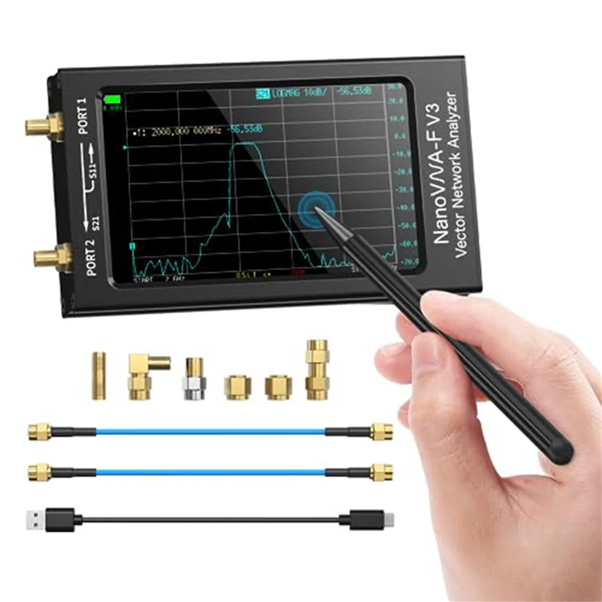 Nanovna-F V3 vectornetwerkanalysator, 1 MHz-6 GHz 4,3-inch HF VHF UHF VNA-antenneanalyzer, meet 801 scanpunten