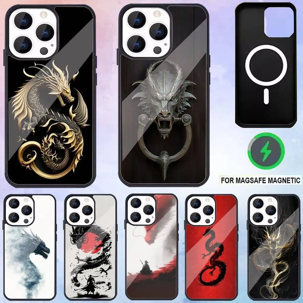 

Luxury Dragon Totem Phone Case For iPhone17,16,15,14,13,12,11 Plus,Pro Max Magnetic Magsafe Wireless Charging