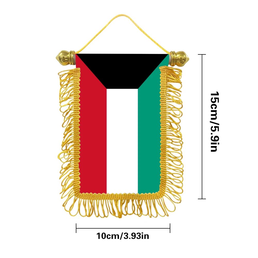 Kuwait small hanging flag 10x15cm triangular flag car decoration hanging flag double-sided pattern with suction cup