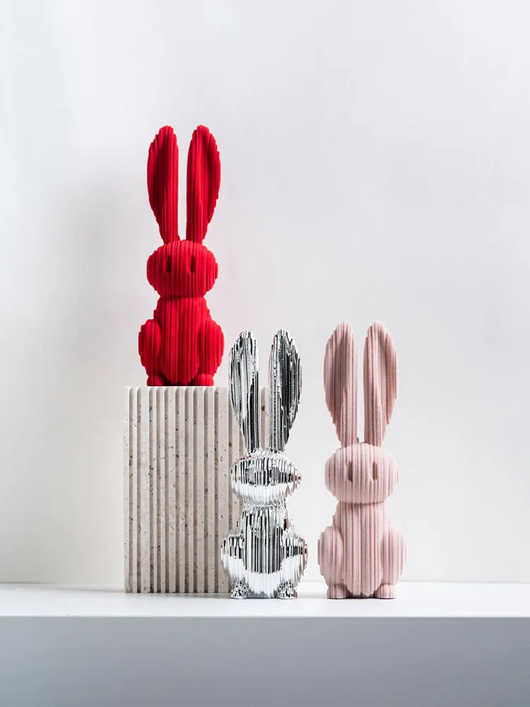 Digital Rabbit Ornament Simple Modern Model Room TV Cabinet Soft Decoration Children's Room Cartoon Creativity