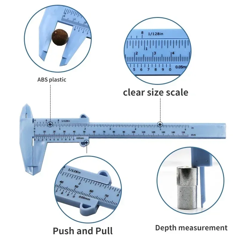 Calibrador Vernier portátil de plástico para medir cejas, regla de calibrador de tatuaje, herramientas de medición de maquillaje permanente de plástico, 150MM