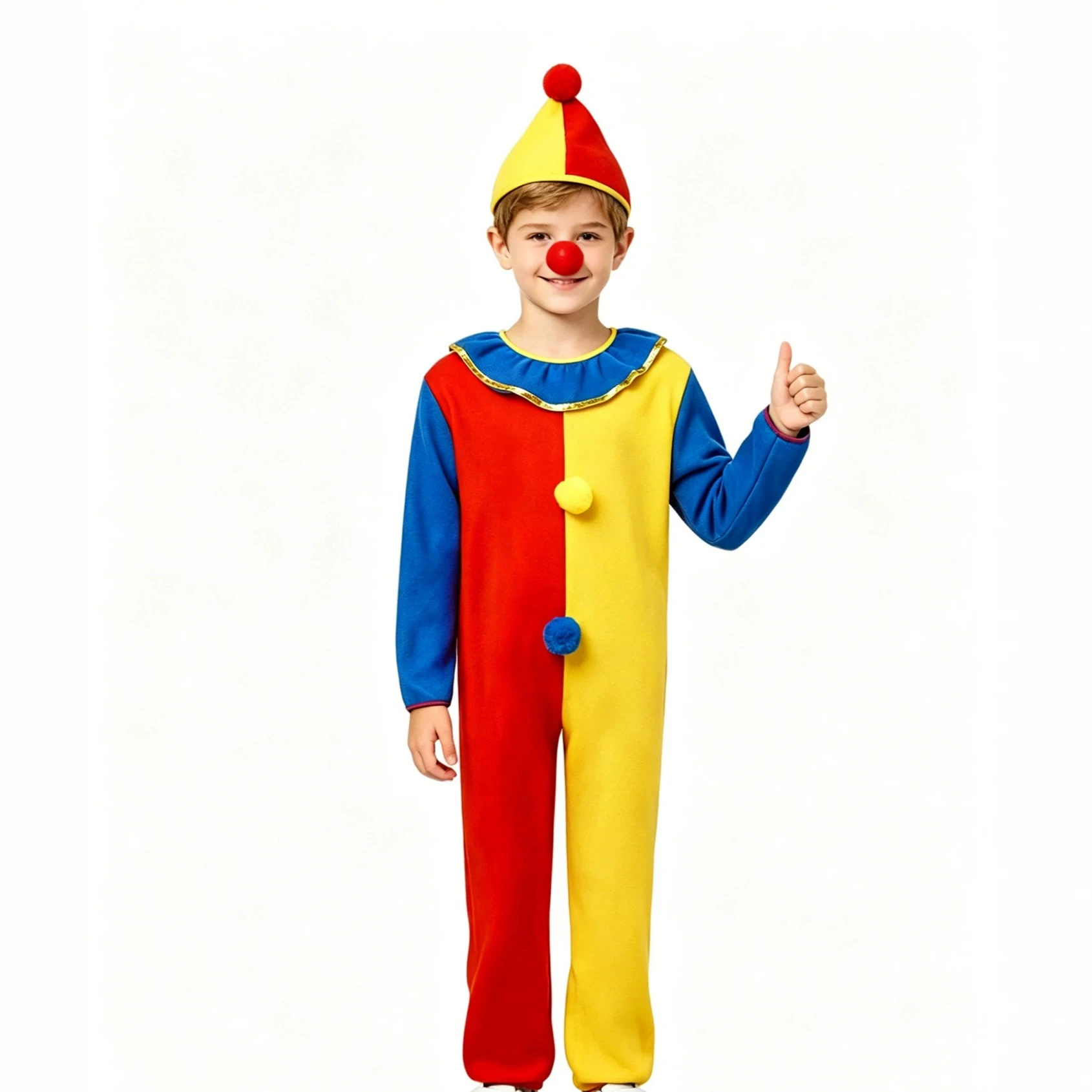 Children Clown Costumes Halloween Cosplay Kindergarten Stage Performance Role-playing Outfit Jumpsuit for Boys Girls