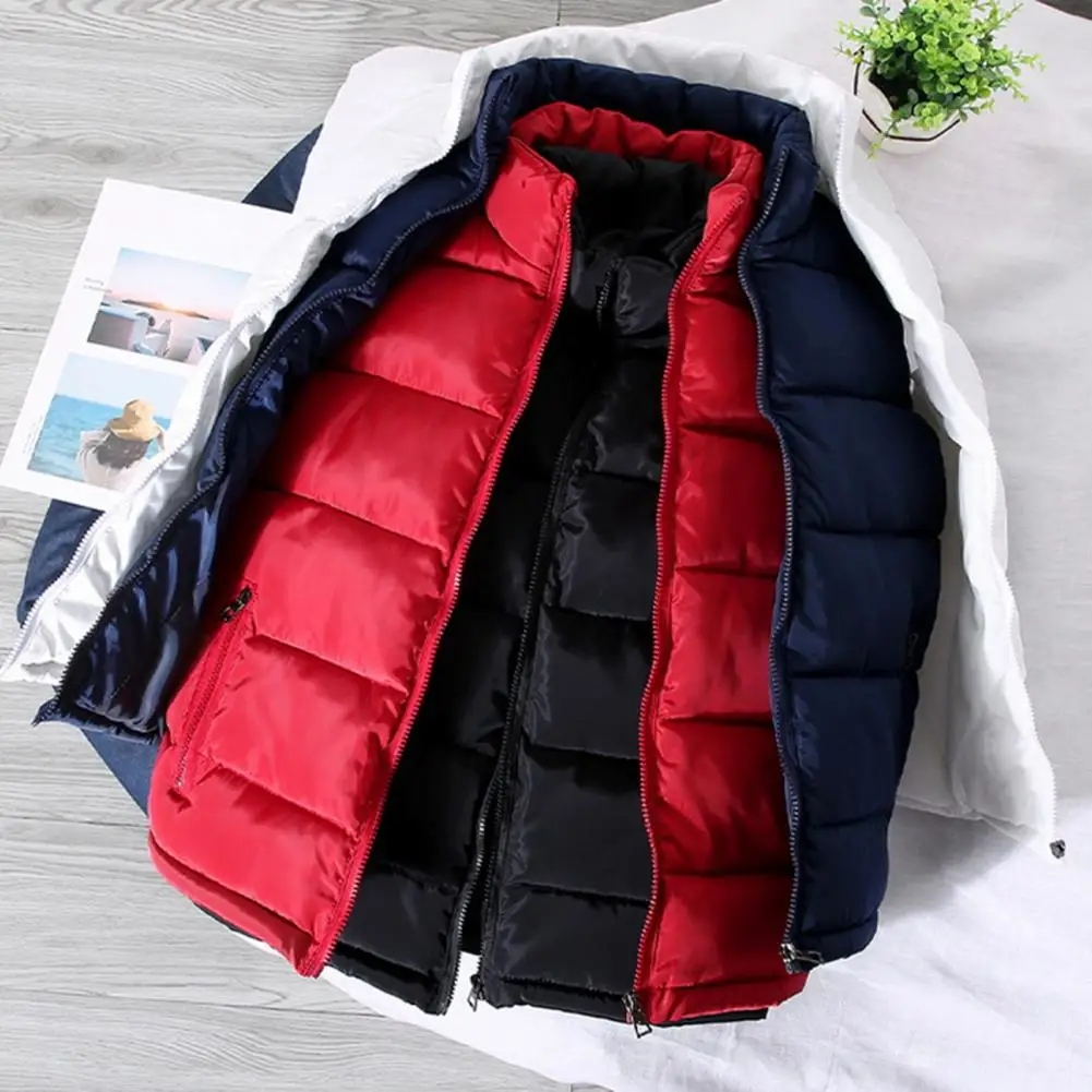 Men Zipper Pocket Waistcoat Men's Stand Collar Sleeveless Down Vest with Zipper Closure Pockets Warm Comfortable for Winter