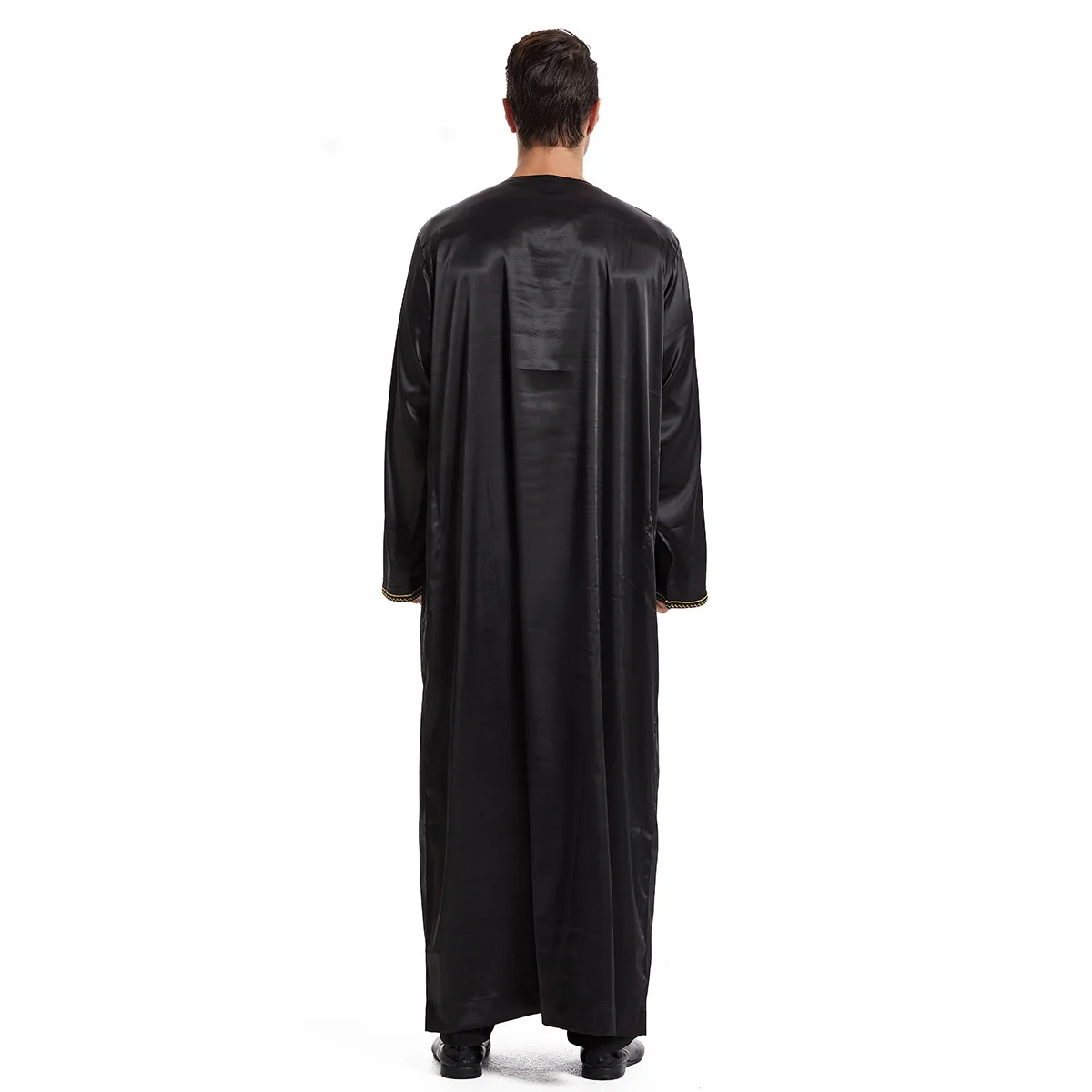 Men’S Muslim Robe Long Sleeve Islamic Clothing Middle East Thobe Arabia Kaftan Round Neck Dress Male Costume Prayer Abaya