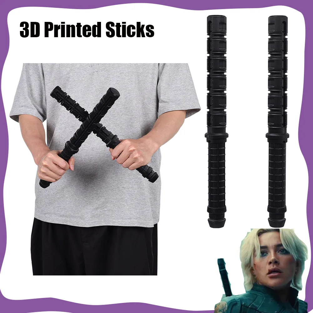 Yelena Cosplay Belova 3D Printed Black Long Detachable Stick Movie Accessories for Adult Women Roleplay Props Halloween Carnival
