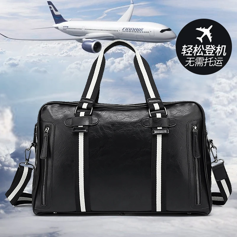 BISON DENIM Leather Travel Bag Large Capacity Duffle Fitness Bags Handbag Shoulder Bags Women Men Business Carry-on Luggage Bag