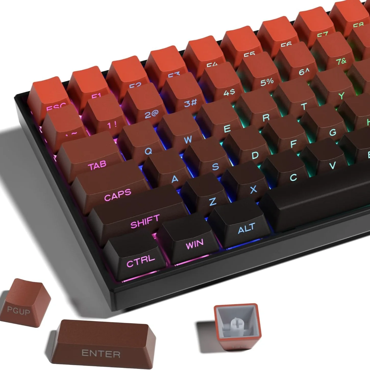 

Градиентный цвет, полупрозрачный OEM-клавиатур с боковой гравировкой, PBT 136, по индивидуальному заказу для механических клавиатур 60/84/98/108