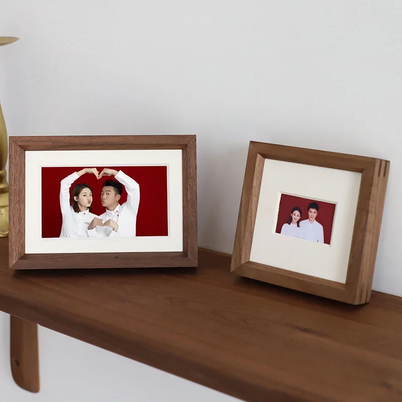 Right Angle Photo Frame 6/8/10/20-inch Picture High-grade Walnut Wood Display A4/A3 Big Wedding Photos Frames Home Decor Gifts