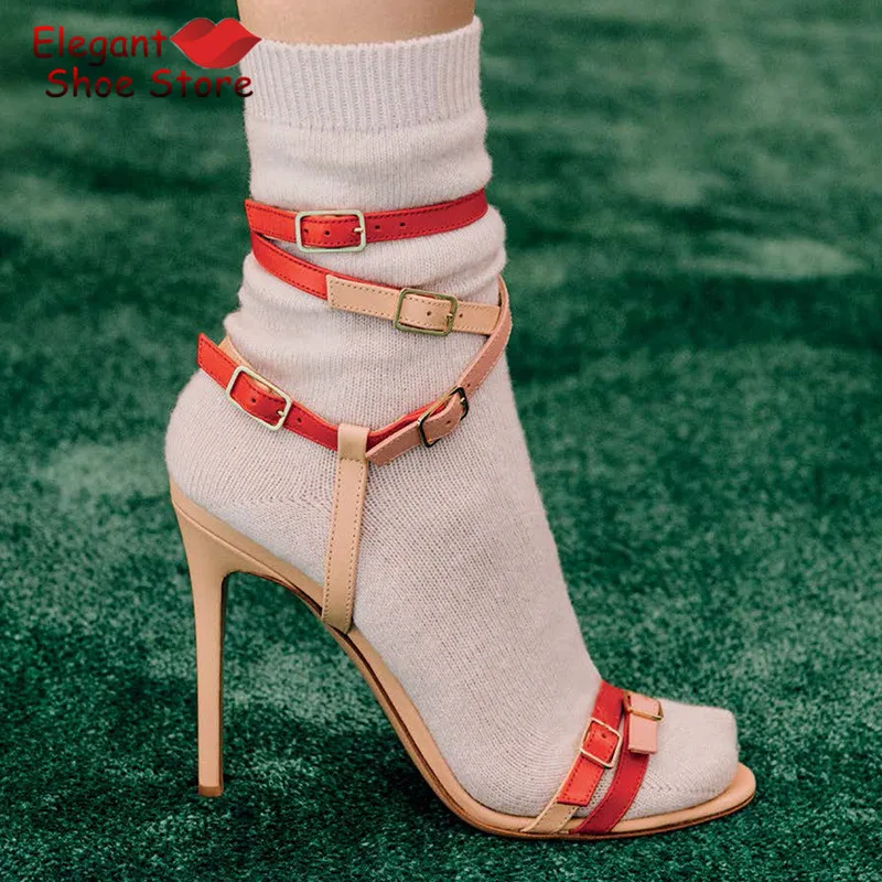 Summer New Belt Buckle Cross Strap Sandals For Women Mixed …