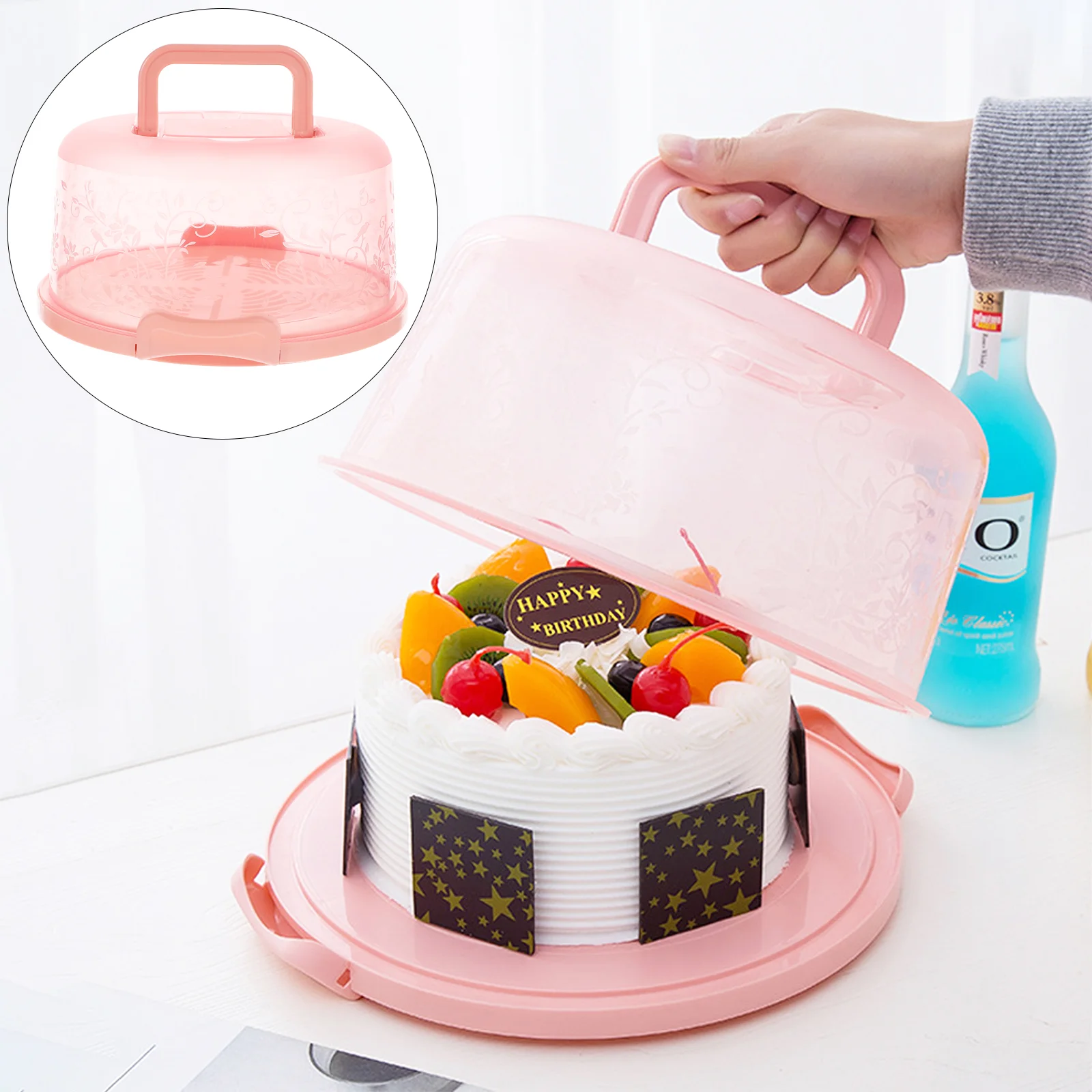 

Birthday Cake Box Travel Circle Tray Transparent Holder Pp Polypropylene Round Storage Container