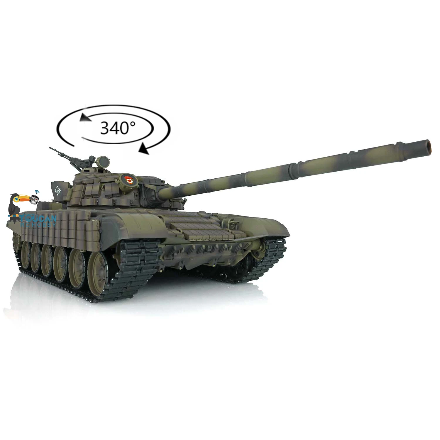 2.4G 1/16 Henglong T72 RC Battle Tank 7.0 Mainboard Plastic Tracks 3939 Ready to Run Tank Model BB Shooting Sound Lights TH20562