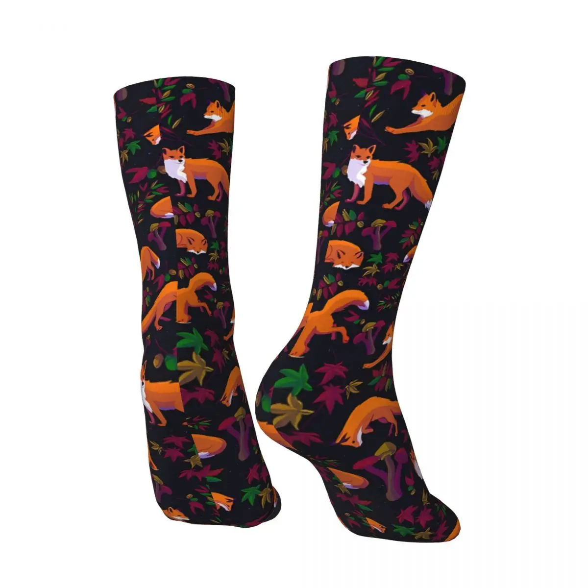 Retro Forest Men's Socks Fox Cartoon Animals Unisex Street Style Pattern Printed Crazy Crew Sock Gift